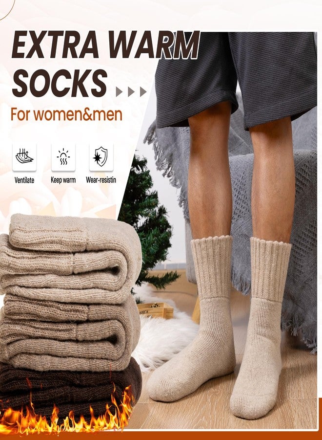 Eyean Merino Wool Socks Thermal Winter Ski Warm Thick Cozy Boot Hiking Socks for Women Men 3 Pairs (Brown,Medium) - Image 2